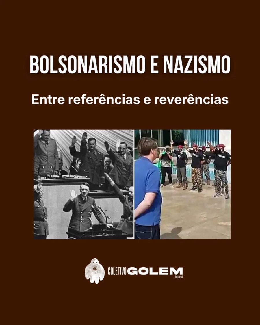 Capa do carrossel do Coletivo Golem: Bolsonarismo e nazismo, entre referências e reverências